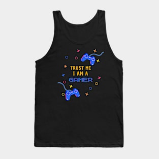 Trust Me I Am A Gamer - Yellow Text With Controllers Tank Top